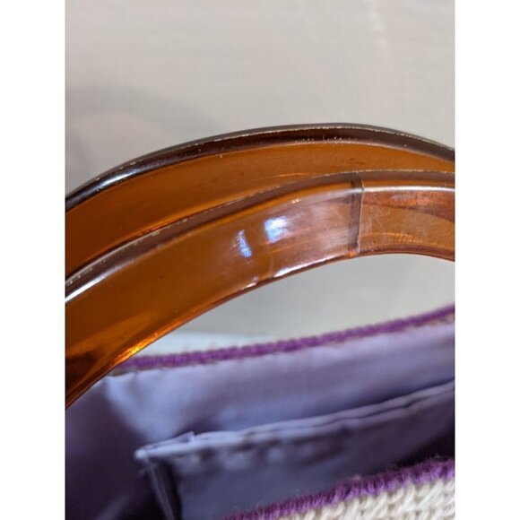 vtg handmade Needlepoint handbag tote butterfly floral lined See condition 14x10 - Picture 5 of 10